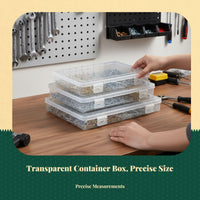 Clear Rectangular Storage Box, Multi-Size Plastic Organizer with Lid, Stackable Container for Hardware, Jewelry, Crafts