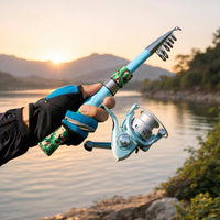 Telescopic Lure Fishing Rod 1.8m, Portable Spinning Rod & Reel Combo Set, Fibreglass Travel Fishing Pole for Stream, 32-46cm Retracted
