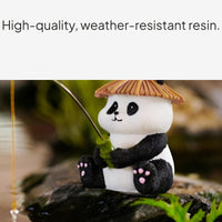 Panda Fishing Resin Decor for Fishbowl or Home Display