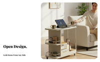 2-Tier Rolling Shelf Space-Saving Side Table Multi-Functional for Studio, Office