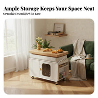 Vintage design Rolling End Table With casters Wheeled C-Table Multi-Functional Household Furniture Mobile Design for Apartment Dwellers, Homeowners, Office Workers, Living Room, Bedroom, Small Spaces, Balcony