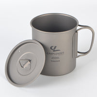 450ml Outdoor Pure Titanium Cup Portable Cup Foldable Camping Cup with Lid
