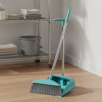 Broom and Dustpan Sturdy Resistant Sweeping Brush and Pan Angled Head Household Cleaning for Restroom