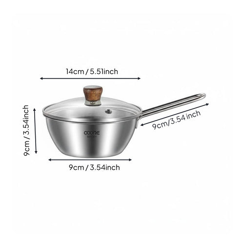 Stainless Steel Bowl with Handle Lightweight Korean Style Ramen Bowl Internal Measurement Markings Small Pot for Solo Diners