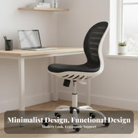 Wheeled Study Chair Breathable Backrest Rolling Mesh Chair Thick Padded Seat