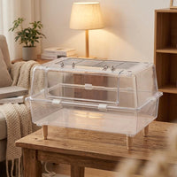 Large Hamster Cage for Syrian and Dwarf Hamsters, Full Transparent PET Material Single Level Habitat for Pet Mice, Gerbil and Chinchilla Viewing