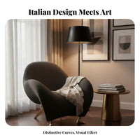 Half-moonShaped Armchair Italian Aesthetic Deep Seat Armchair Designer Piece Artistic for Interior Designers, Living Room