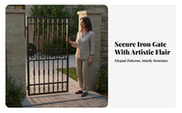 Rust-Proof Wrought Iron Single Gate Resistant European Design Garden Door Long-Lasting Construction Modern Chinese Design Iron Gate Easy to Install for Homeowners, Property Owners, Contractors, Courtyard