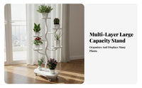 With Wheels Rolling Flower Pot Rack Space-Saving Multi-Tier Plant Stand Stable Base Rolling Plant Shelf Easy to Clean for Balcony, Living Room, Corner