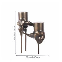 Sculptural Candlestick Abstract Metal Taper Candle Holders Heavy for Living Room