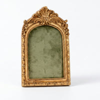 Arched Photo Frame Embossed Floral Ornate Tabletop Frame Gold Colored Table Decoration for Desktop