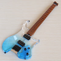 30-inch Headless Acrylic Electric Guitar with Blue Gradient