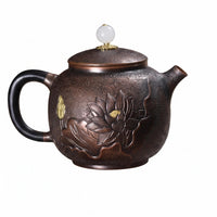 Carved Teapot Distressed Finish Copper Teapot drop Pour Tableware