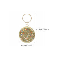 Wrist Strap Beaded Round Clutch Luxurious Rhinestone Evening Clutch Handmade for Wedding