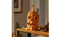 Pumpkin with Jack-O'-Lantern Face Halloween Woven Jack-O'-Lantern Woven Pumpkin Rustic Tabletop Ornament Braided for Entryway