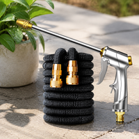 Car Wash Hose Spray Gun Metal Hose Reel Watering Nozzle Tap Water Compatible For Garden Watering