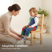 Wooden Stool with Backrest full Wood Construction Household Furniture