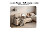 Nordic Design Minimalist Small Sofa High-Resilience Foam Cushion Modern 2-Seater Sofa Solid Wood Frame Compact Apartment Couch Easy to Clean for Students, Professionals, Young Adults, Rental Home, Bedroom, Boutique, Pale Ice