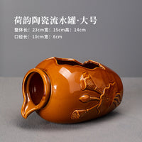Ceramic Fish Bowl Water Circulation Pot with Glaze, Chinese Style