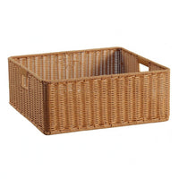 Rectangular Woven Basket Light Brown Woven Container Basket Decorative for Home Organization