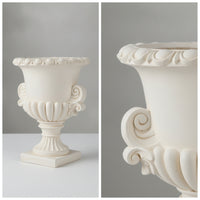 Flower Pot Scroll Handles Resin Urn Planter Pedestal Urn Planter Distressed Finish for Outdoor Display