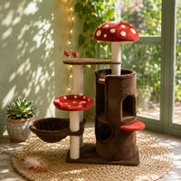Toadstool Feline Tree Arched Opening Multi Level Feline Structure Dangling Toys