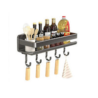Kitchen Wall Organizer Rack, Carbon Steel, Removable Hangers