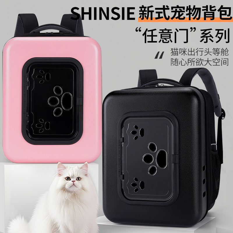 SHINSIE Pet Backpack Cat Carrier with Transparent Door, Oxford Material