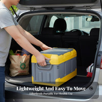 Large Capacity foldable Trunk Organizer Multi-Compartment foldable luggage Container Foldable Design Car Storage Portable for Travelers, Families, Shoppers, Grocery Shopping, highway Trips, Camping, SUV