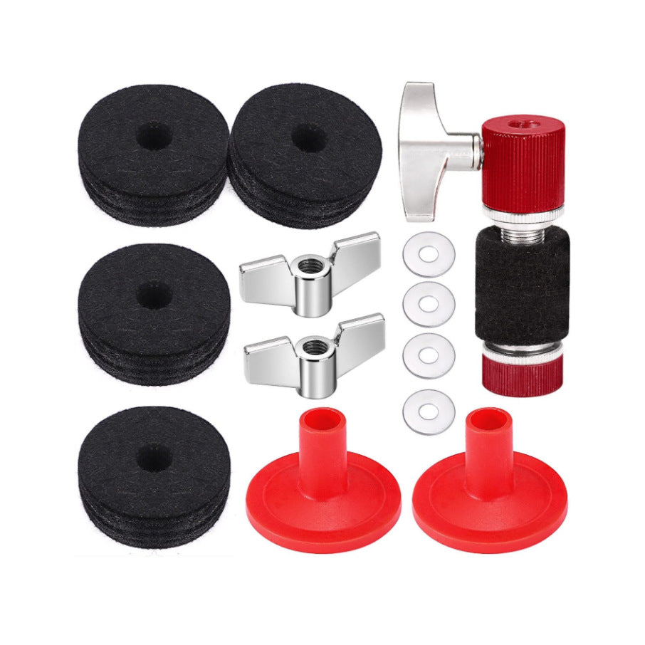 13-Piece Drum Felt Pad Set with Hi-Hat Clutch