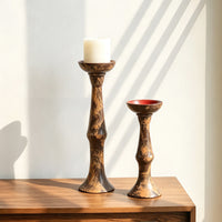 New Chinese Style Wabi-Sabi Resin Candle Holder with Hand-Painted Oil Painting Design