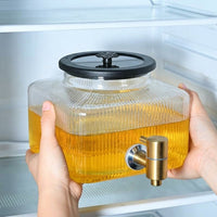 Glass Water Dispenser with Tap, High Borosilicate Glass Water Jug with Stainless Steel Spigot, Drink Dispenser for Cold Brew and Iced Tea Use
