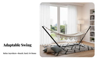 Stable Design Swing Bed with Stand Sturdy Portable Swing Bed Stand Easy Assembly Heavy Duty Chair Frame All-Weather for Adults, Families, Teens, Balcony, Indoor, Garden, Backyard