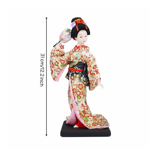 Japanese Geisha Doll Handmade Kimono Lady Figurine Gift Idea for Living Room