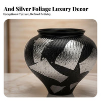 Gold Foil Decorative Screen Artistic Design Gleaming Gilded Design Vase Distressed Finish Tabletop Ornament for Interior Designers, Homeowners