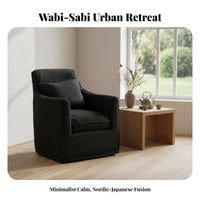 Wabi-Sabi Design Highrear Accent Chair Japanese design Upholstered Armchair Removable and creclineable Cover Single Sofa Minimalist Aesthetic for Guesthouse Owners, Homeowners, Book Lovers, perusing corner, Bedroom, Home Office
