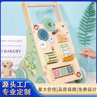 木质儿童防侧翻走路手推助步车婴儿早教多功能敲琴齿轮学步车玩具