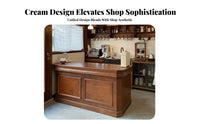 Retail Checkout Counter Cream Design Boutique Welcome Desk Elegant Design Curved Front Desk for Receptionists, Office Managers, Salon