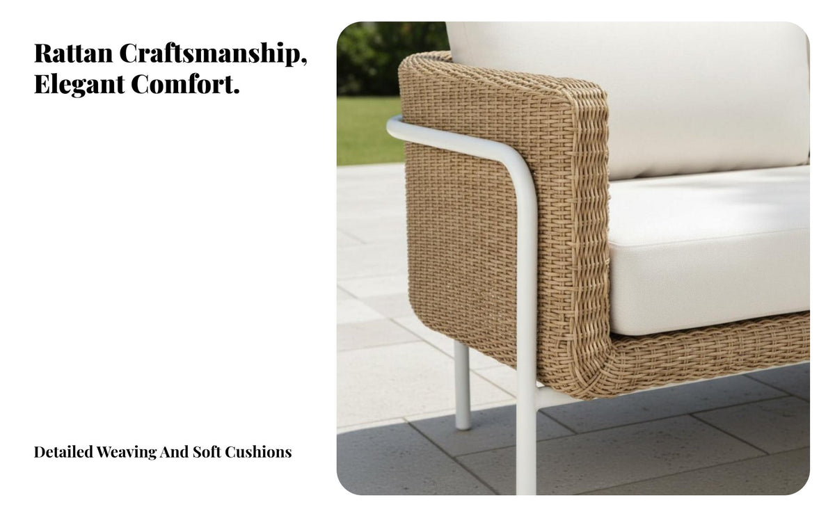 Weather-Resistant 4-Piece Sofa Seating Arrangement Woven Frame Patio Set Thick pads Outdoor Furnishing Removable pad slipcovers for Families, Homeowners, Adults, Garden, Sunroom, waterside, rearyard