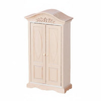 1:12 Scale Cabinet Hand-Carved Dollhouse Wardrobe Unfinished Wood Mini Wardrobe for Model Makers