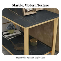 2-Tier End Table Sintered Stone Top levelTier Side Table Space-Saving Size Sturdy Construction for Apartment Dwellers