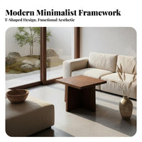 Square Mortise and Tenon Table Wabi-Sabi Design Sofa-Side Table Minimalist Design Sturdy Construction for Balcony, Bedroom