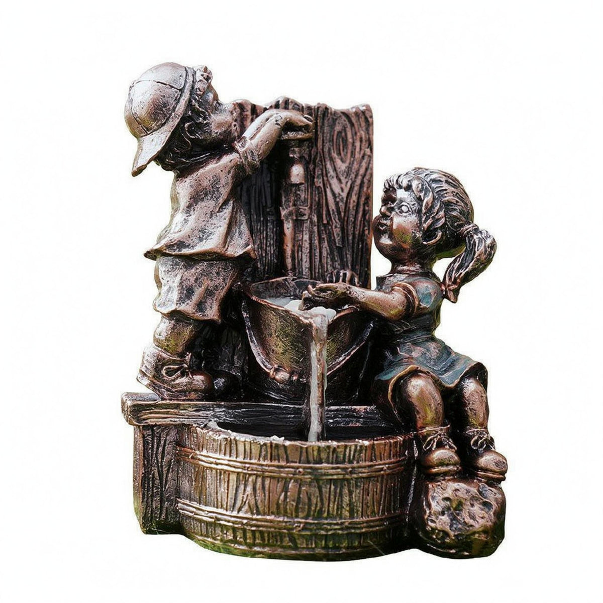 Human Figure Sculpture Weathered Bronze Finish Sculpture Textured for Tabletop