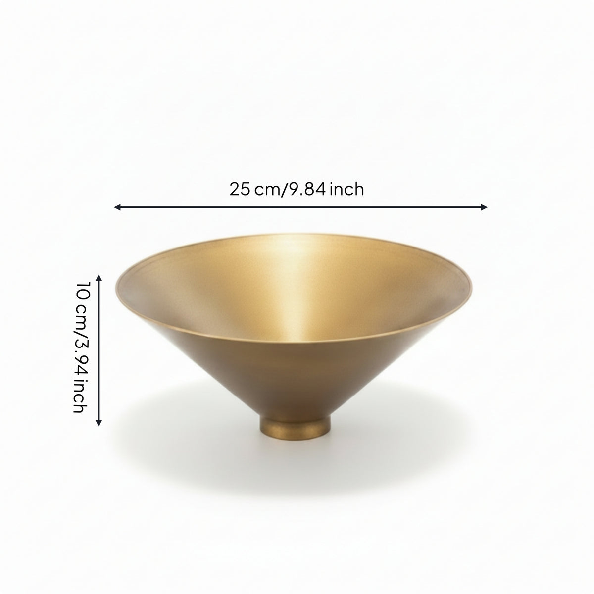 Metal Bowl with Conical Base Antique Gold Decorative Bowl with Metal Base Vessel Matte Vintage-Inspired for Tabletop, Entryway