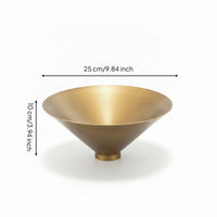 Metal Bowl with Conical Base Antique Gold Decorative Bowl with Metal Base Vessel Matte Vintage-Inspired for Tabletop, Entryway