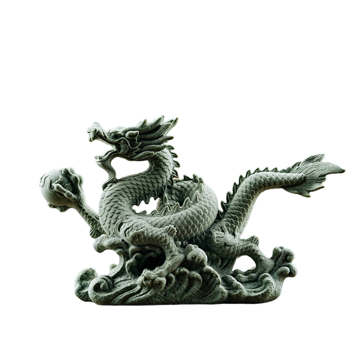 Stone-Look Dragon Ornament Raised Head Aquatic Tank Decor