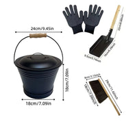 Upgraded Double-Layer Thickened Ash Bucket 4-Piece Set with Thin Gloves, Seamless Spun One-Piece, Water-Fillable, Not Easily Deformed