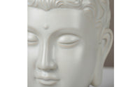 Buddha Head Sculpture Ceramic Buddha Head Statue Gray-White for Bookcase