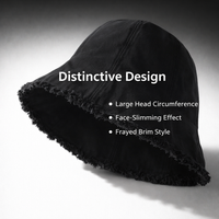 Sun Hats for Women Frayed Edge Bucket Polyester Outdoor Activities Casual Wear, Short Brim Flat Top Basin for Autumn