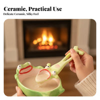 Frog Bowl Creative Design Ceramic Frog Bowl Great Gift Idea Quirky Animal Dinnerware for Women, Kids, Birthday, Breakfast